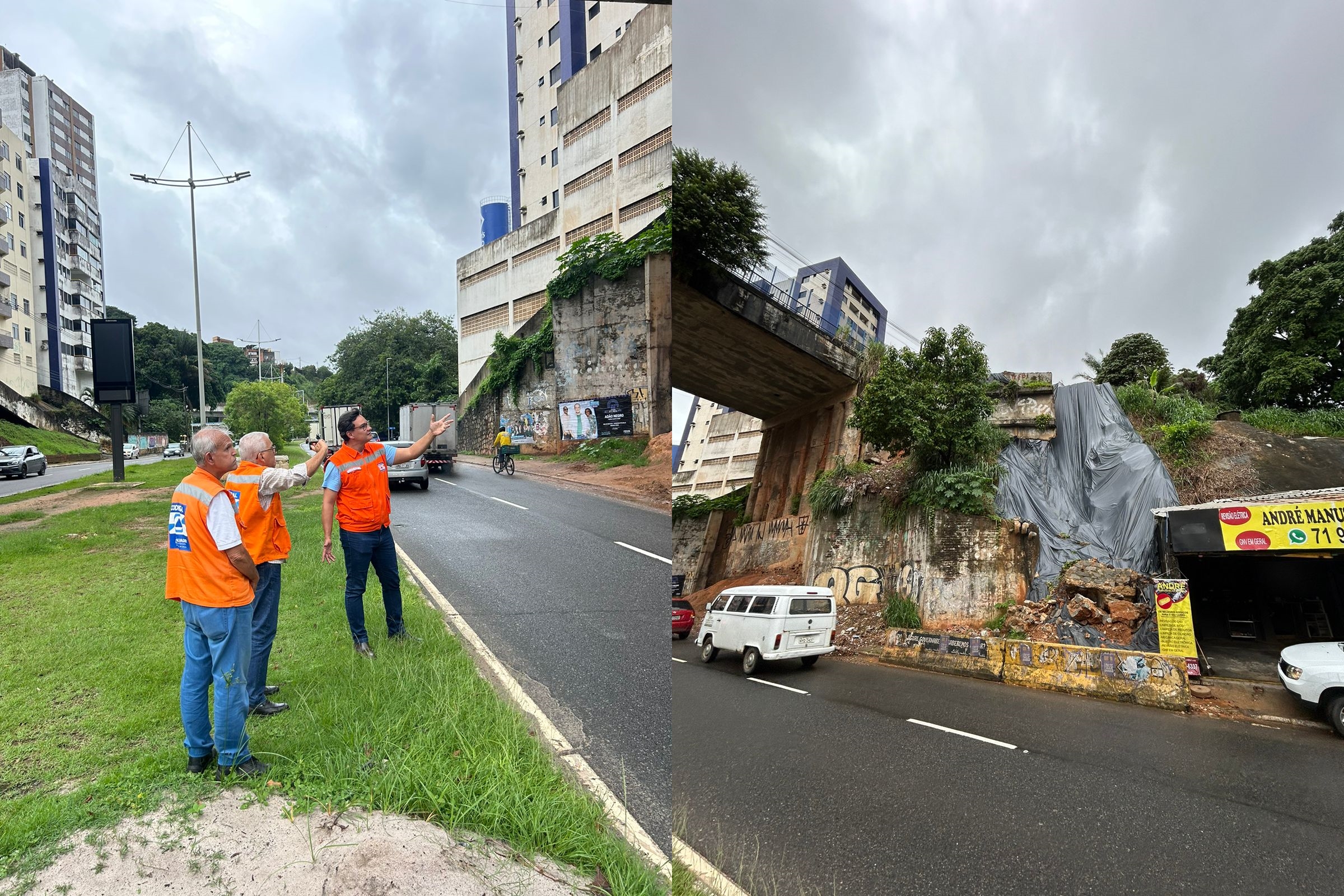 Capa: Prefeitura de Salvador faz vistoria em viaduto no Vale de Ogunjá após danos causados pelas chuvas