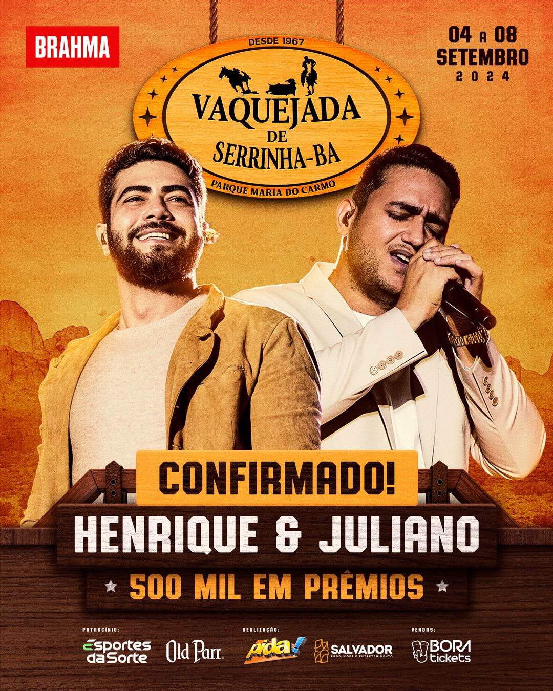 Capa: Vaquejada de Serrinha anuncia a dupla Henrique & Juliano