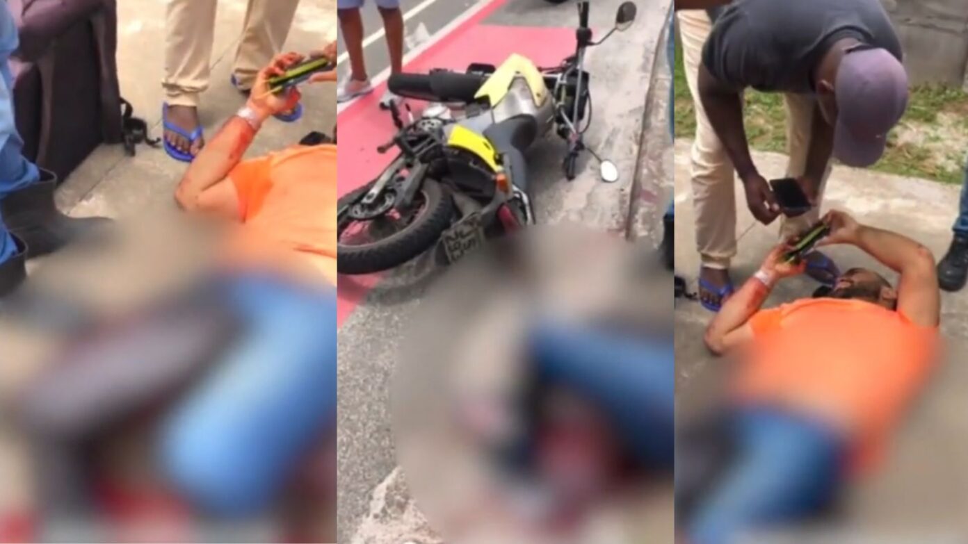 Capa: BRIGA DE TRÂNSITO: motoboy é baleado na perna na Avenida Paralela