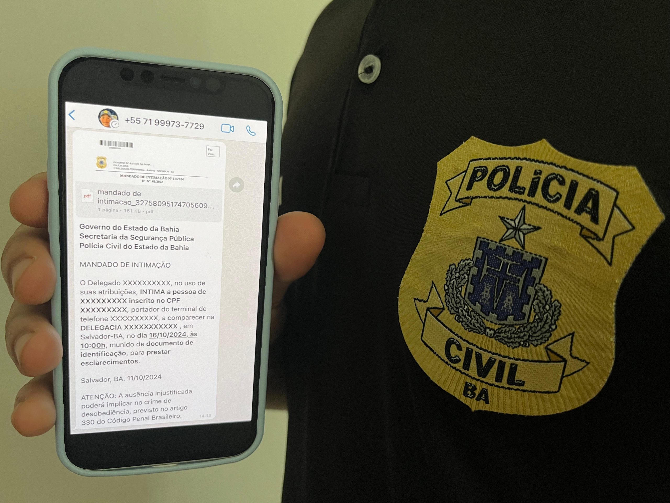 Capa: Polícia Civil amplia atendimento e passa a enviar intimações via WhatsApp