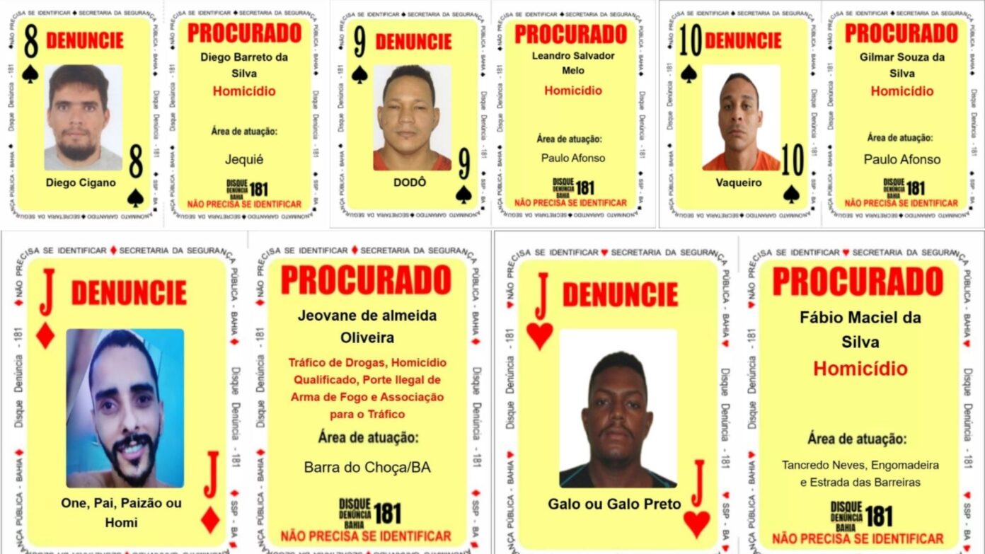 Capa: Baralho do Crime da SSP é atualizado com cinco cartas estampando foragidos